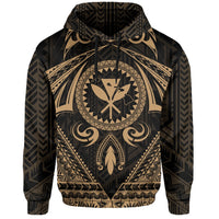 Polynesian Kakau Kanaka Turtle Map Hawaii Hoodie Circle Style Gold - Polynesian Pride
