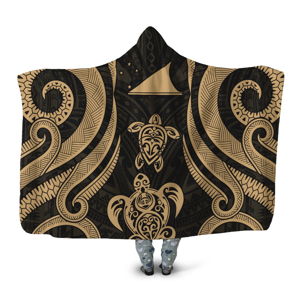 Tokelau Hooded Blanket - Gold Tentacle Turtle Hooded Blanket Gold - Polynesian Pride