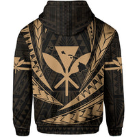 Polynesian Kakau Kanaka Maoli Map Hawaii Hoodie Gold - Polynesian Pride