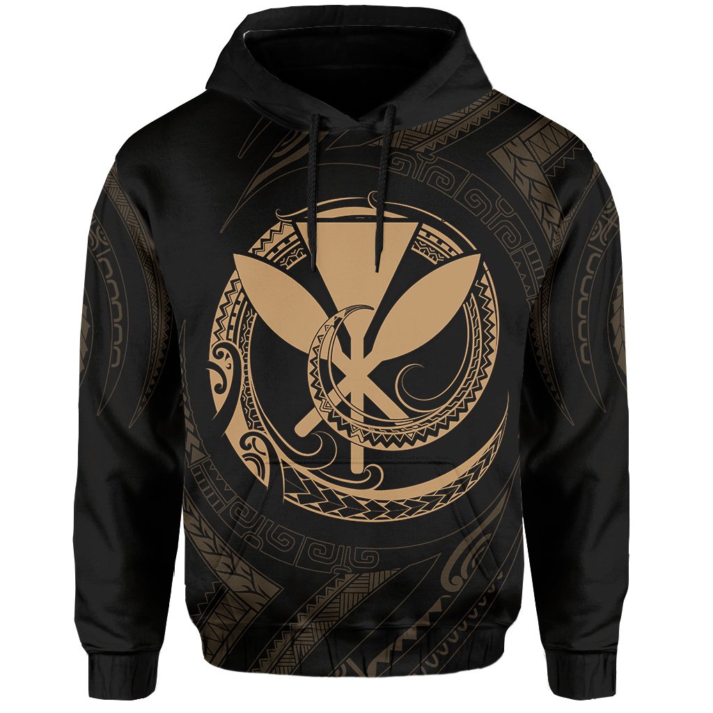 Polynesian Kanaka Shaka Map of Hawaii Hoodie Gold - Polynesian Pride