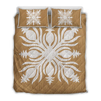 Hawaiian Royal Pattern Quilt Bed Set - Gold - K2 Style - AH Gold - Polynesian Pride