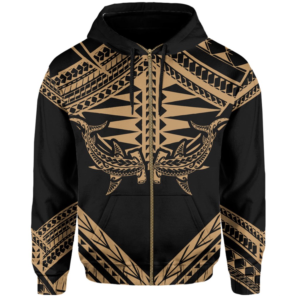 Hawaii Shark Polynesian Kanaka Gold Hoodie (Zip up) Candy Style - Polynesian Pride