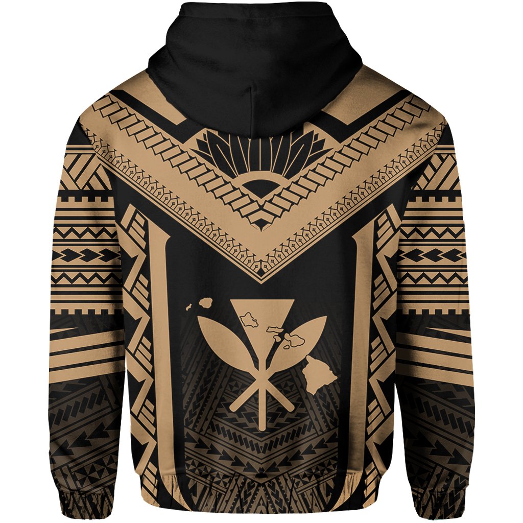 Hawaii Kanaka Polynesian Zip up Hoodie Active Gold - Polynesian Pride