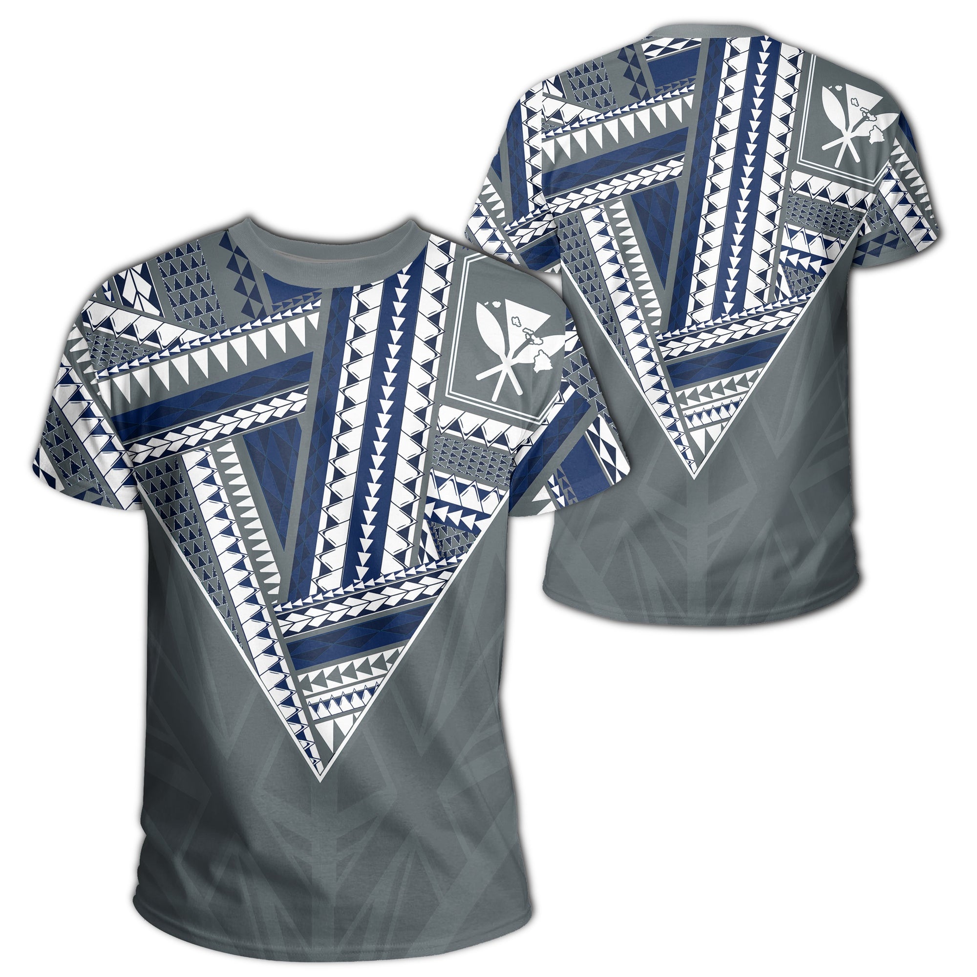 Hawaii T Shirt Football Jersey Style Grey and White Unisex Gray - Polynesian Pride