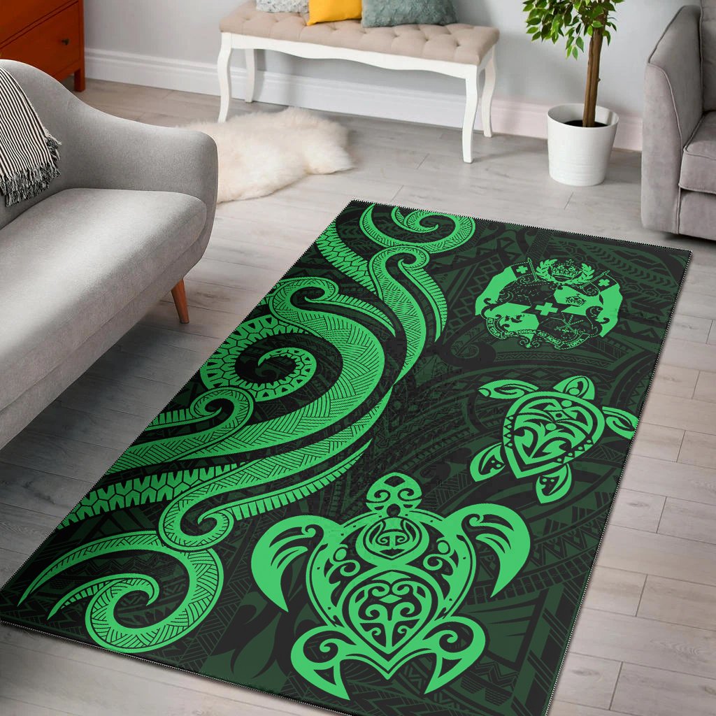 Tonga Area Rug - Green Tentacle Turtle Green - Polynesian Pride