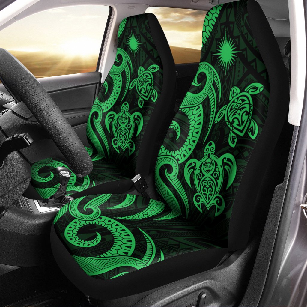 Northern Mariana Islands Car Seat Covers - Green Tentacle Turtle Universal Fit Green - Polynesian Pride