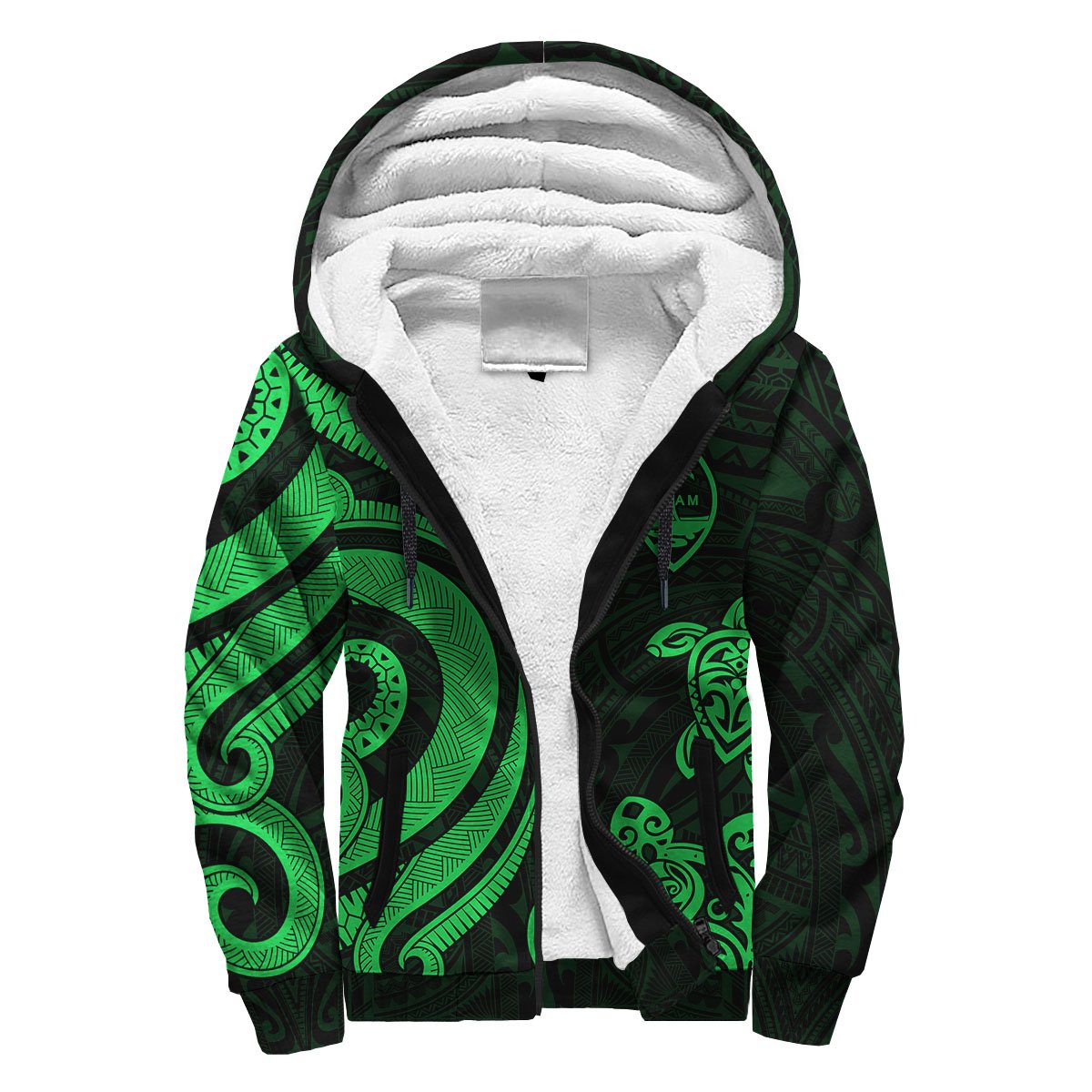 Guam Sherpa Hoodie - Green Tentacle Turtle Green - Polynesian Pride