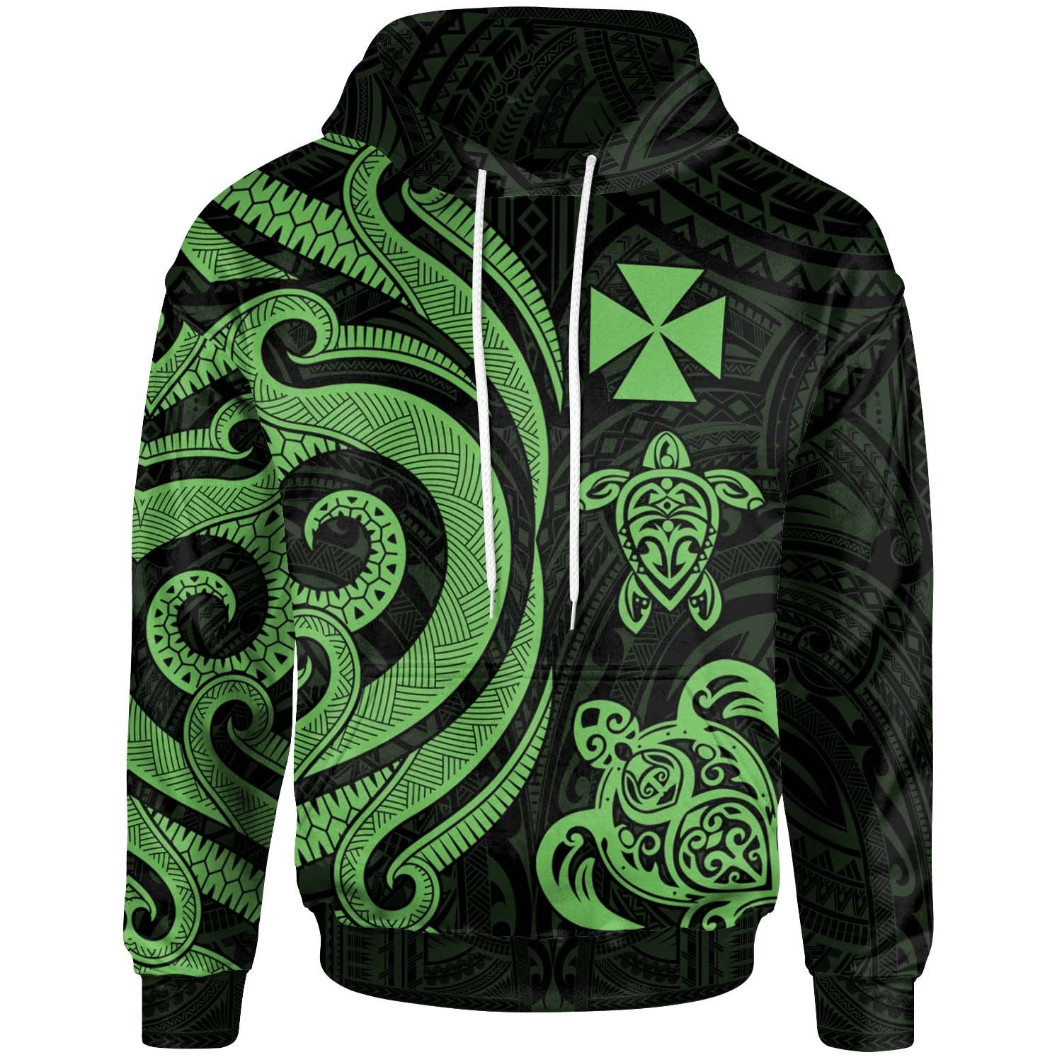 Wallis and Futuna Hoodie Green Tentacle Turtle Unisex Green - Polynesian Pride