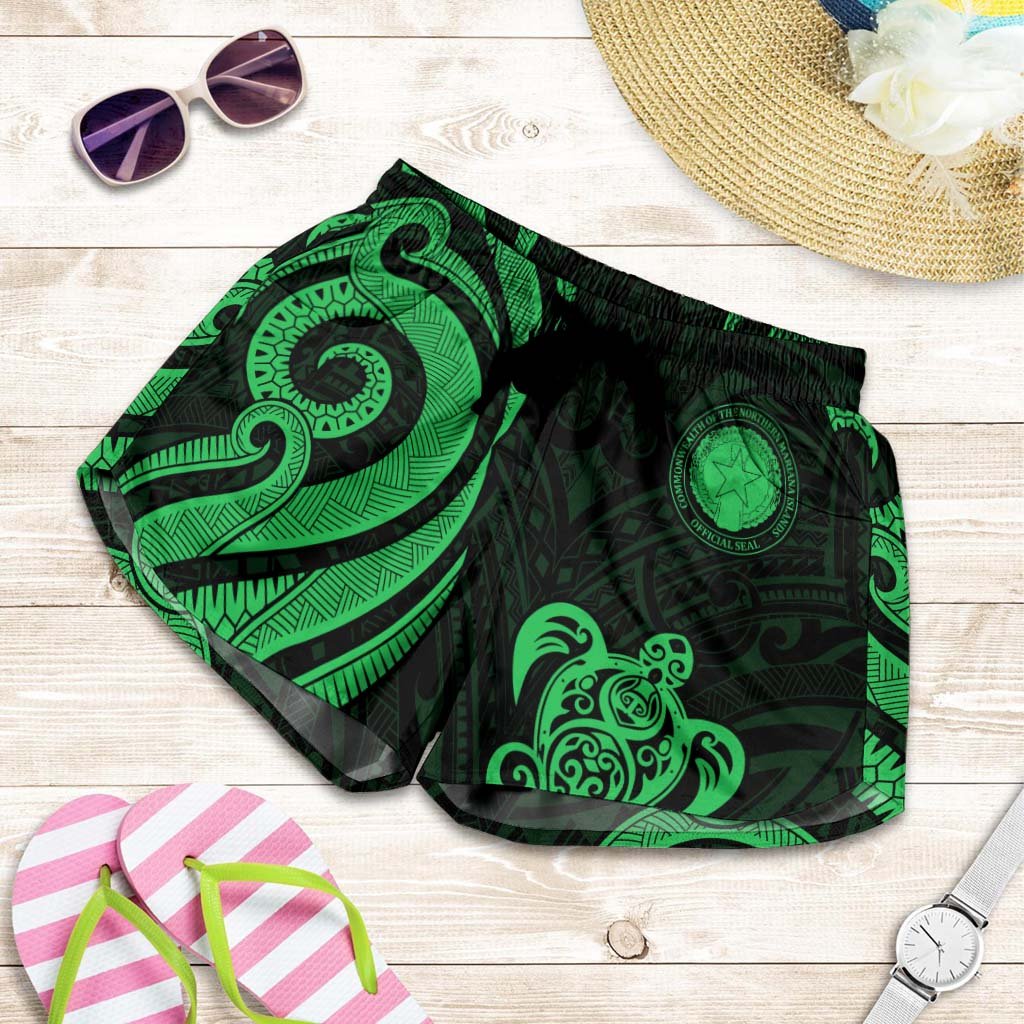 Northern Mariana Islands Women's Short - Green Tentacle Turtle Women Green - Polynesian Pride