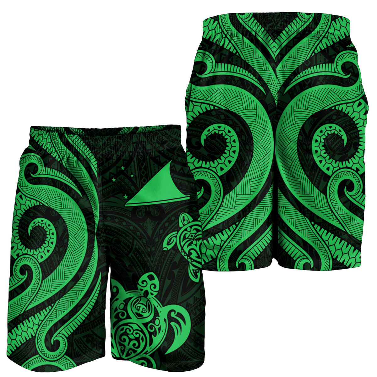 Tokelau Men's Short - Green Tentacle Turtle - Polynesian Pride