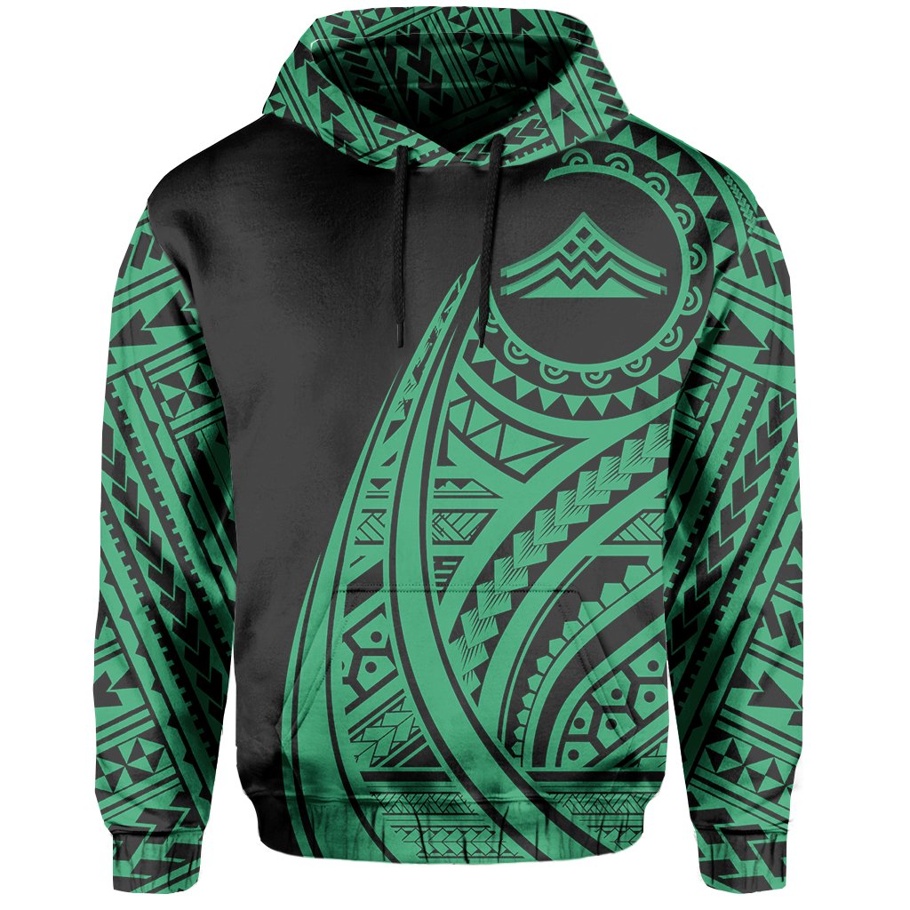 Hawaii Mauna Kea Polynesian Hoodie Tatoo Style Green - Polynesian Pride