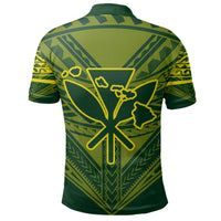 Hawaiian Kanaka Map Football Jersey Polo Shirt Green and Yellow Roger Style - Polynesian Pride
