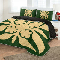 Hawaiian Royal Pattern Quilt Bed Set - Green - G1 Style - AH - Polynesian Pride