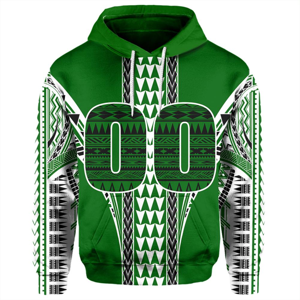 Custom Hawaii Hoodie Green Football Pullover Hoodie Unisex Green - Polynesian Pride