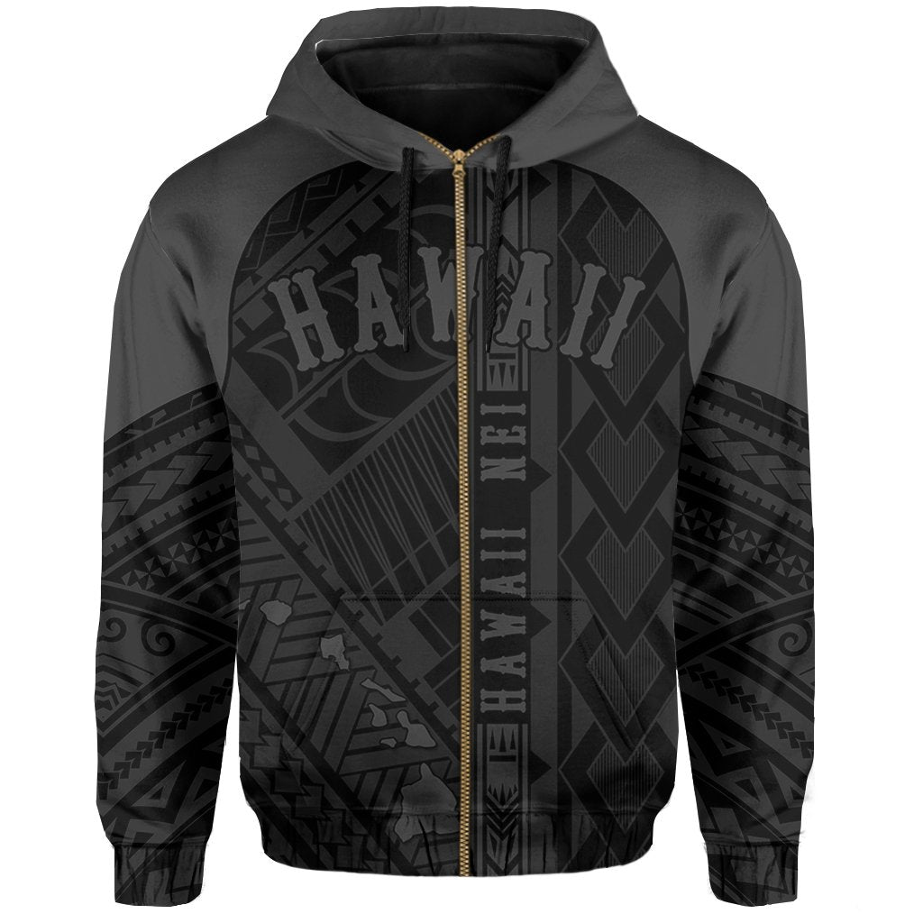 Hawaii Nei Hoodie Zip up Polynesian Grey - Polynesian Pride