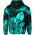 Guam Polynesian Hoodie Tropical Flowers Turquoise LT8 - Polynesian Pride