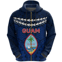 Guam Polynesian Zip Hoodie Vibes Version Unisex Blue - Polynesian Pride