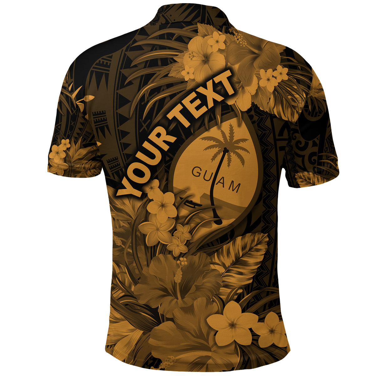 Custom Guam Polynesian Polo Shirt Tropical Flowers Tan LT8 - Polynesian Pride