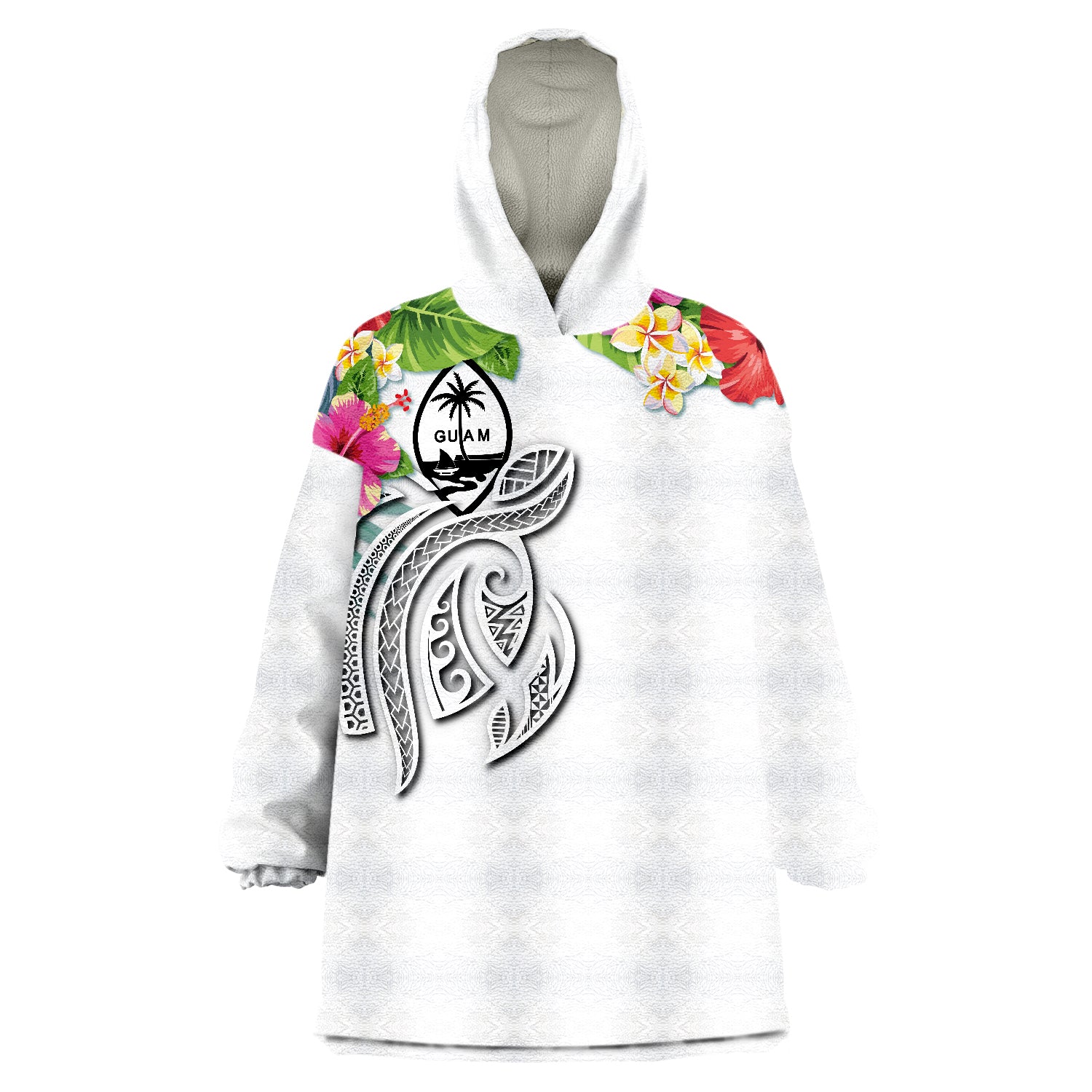 Guam Polynesian Summer Plumeria White Wearable Blanket Hoodie LT9 Unisex One Size - Polynesian Pride