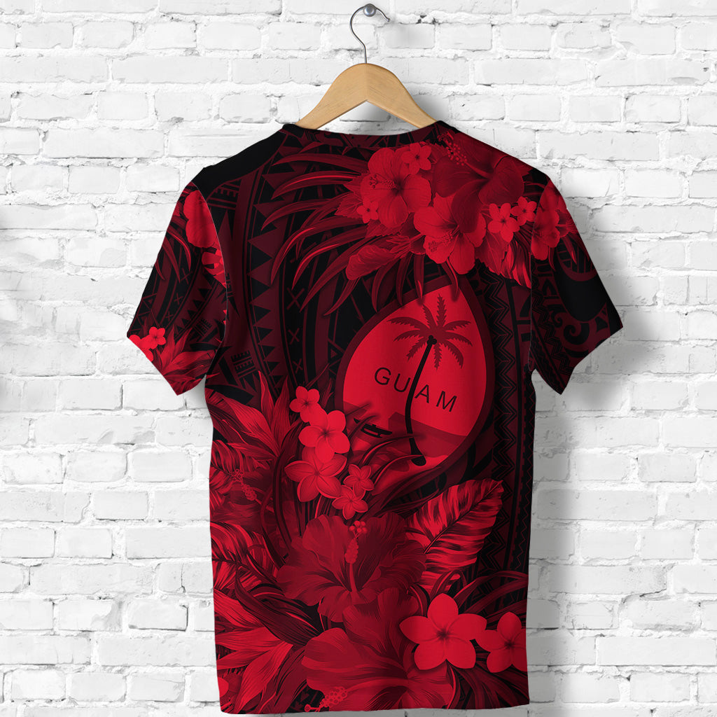 Guam Polynesian T Shirt Tropical Flowers Red LT8 - Polynesian Pride