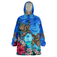 Guam Turtle Hibiscus Ocean Of Love Wearable Blanket Hoodie LT9 Unisex One Size - Polynesian Pride