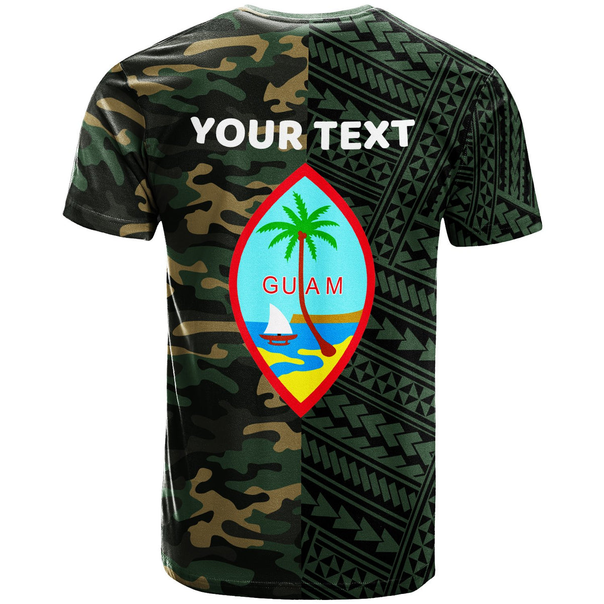 Guam Custom T Shirt Shark Cartoon In Camo Syle - Polynesian Pride
