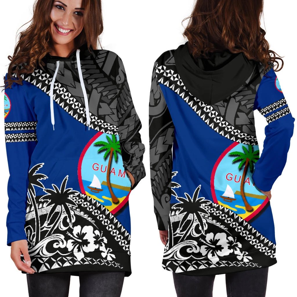 Guam Hoodie Dress - Guam Flag Fall In The Wave K9 - Polynesian Pride