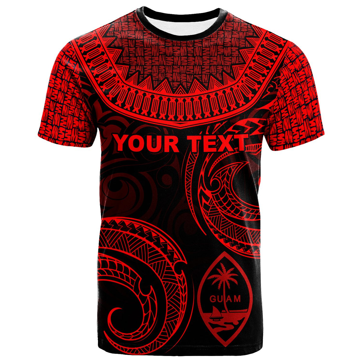 Guam Custom T Shirt Unique Serrated Texture Red Unisex Red - Polynesian Pride