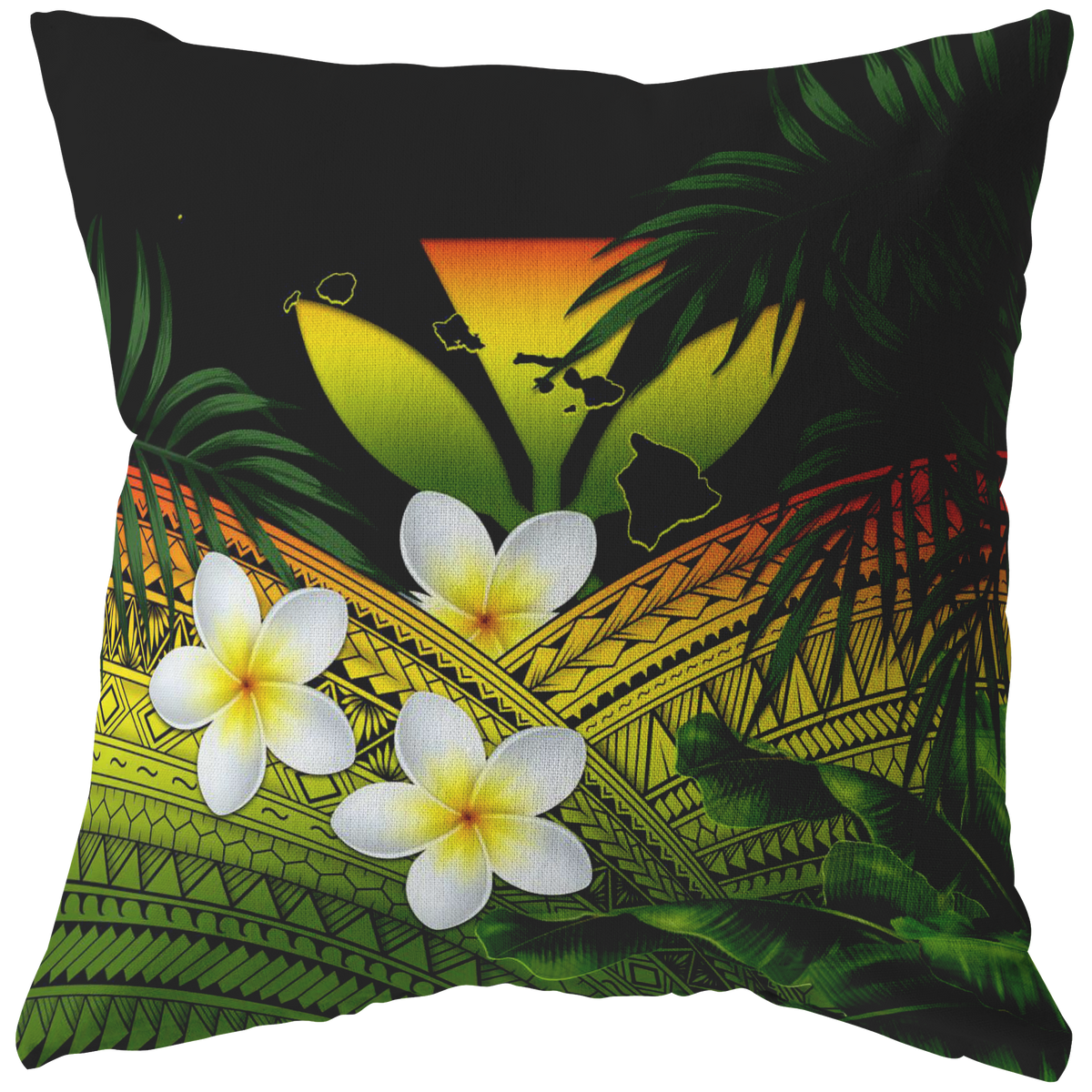 Kanaka Maoli (Hawaiian) Pillow Cases, Polynesian Plumeria Banana Leaves Reggae One Size Art - Polynesian Pride