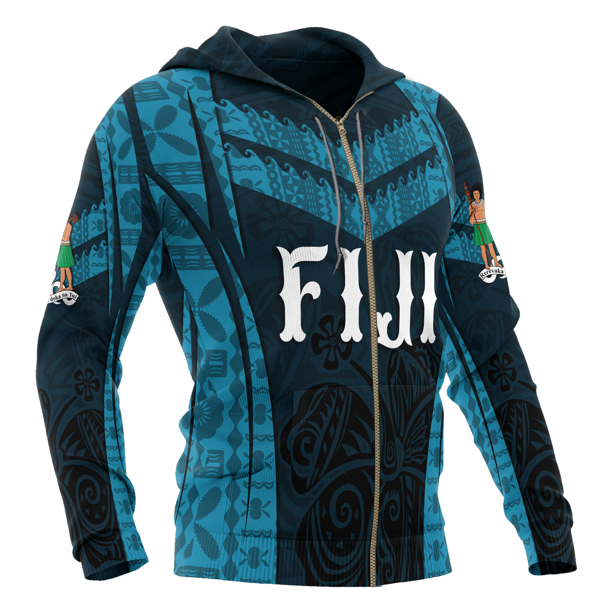 Fiji Zip up Hoodie Fijian Waves - Polynesian Pride