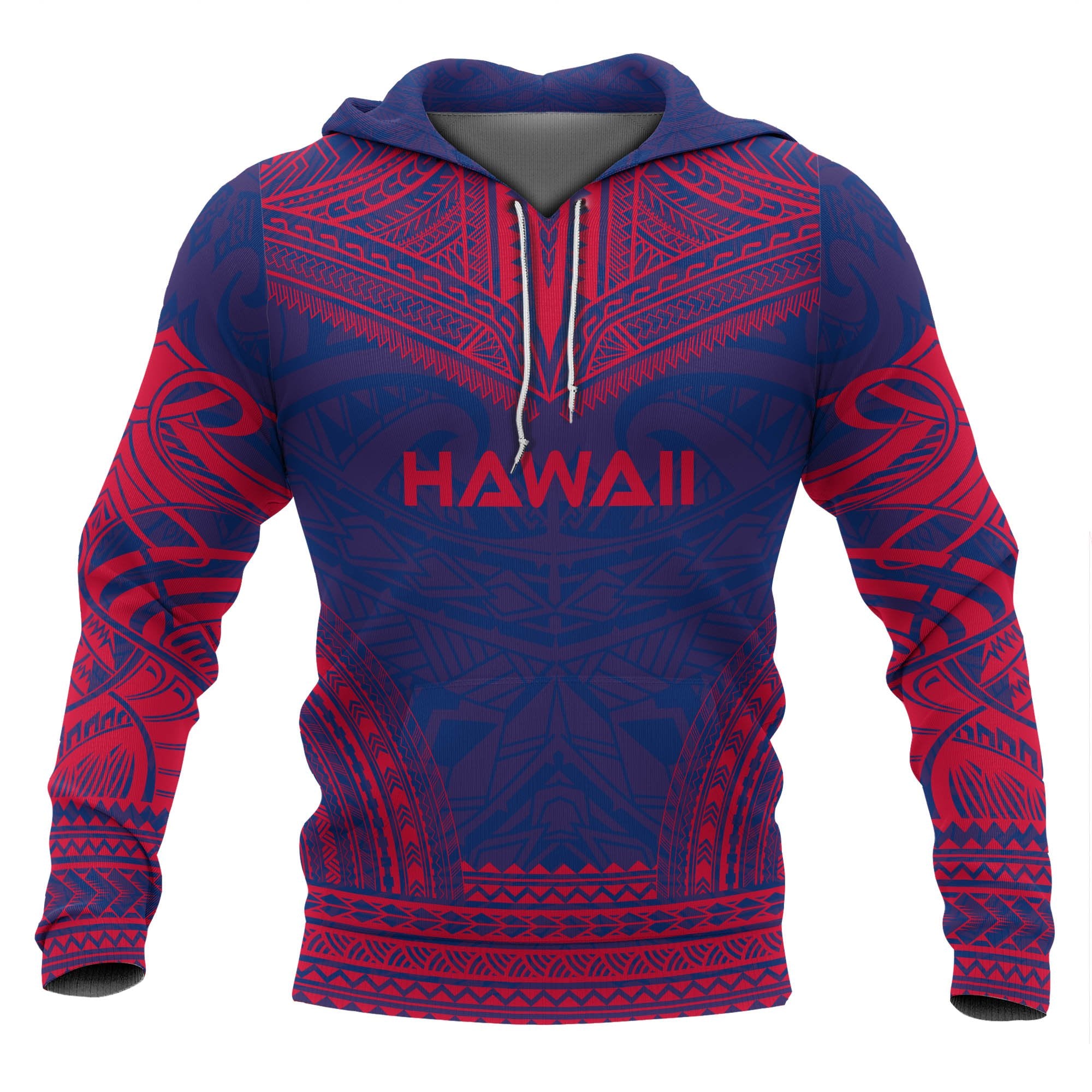 Hawaii Polynesian Chief Hoodie Flag Version Unisex Blue - Polynesian Pride