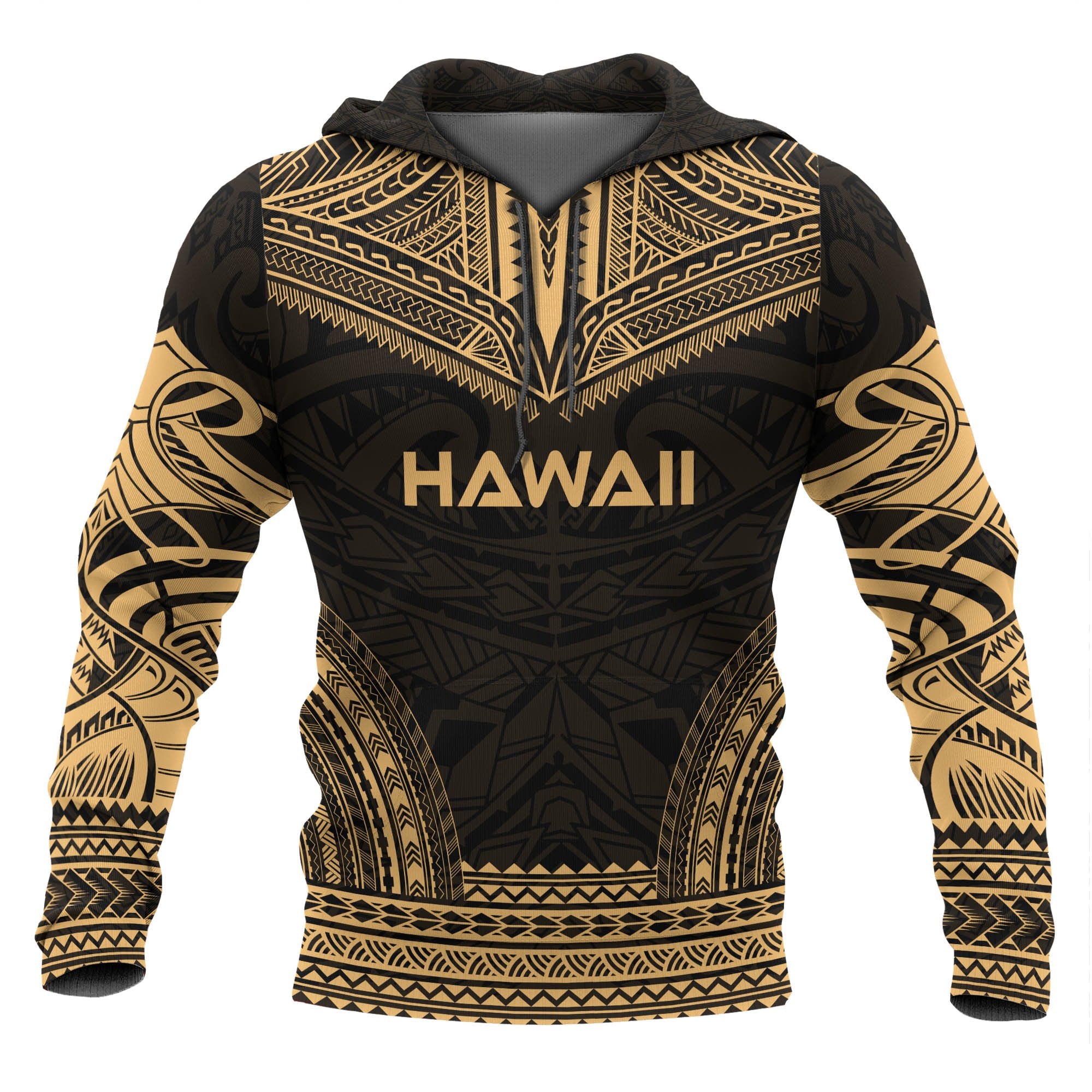 Hawaii Polynesian Chief Hoodie Gold Version Unisex Gold - Polynesian Pride