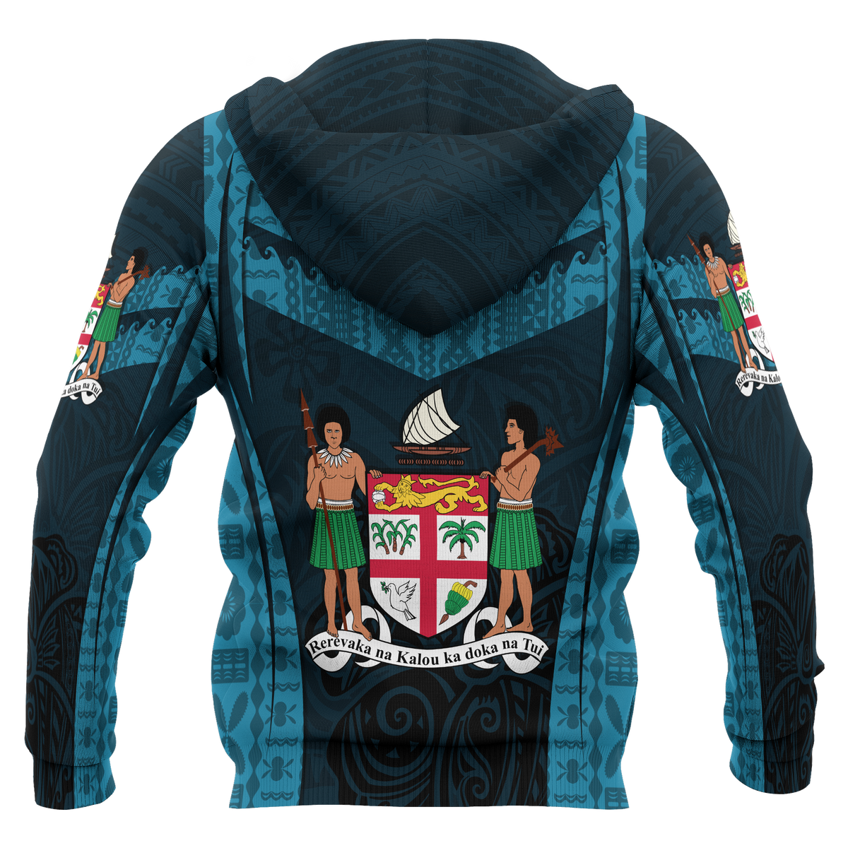 Fiji Zip up Hoodie Fijian Waves - Polynesian Pride