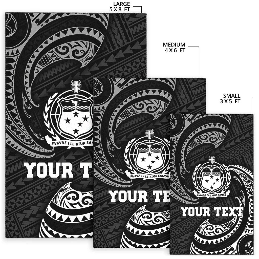 Samoa Polynesian Custom Personalised Area Rug - White Tribal Wave - Polynesian Pride
