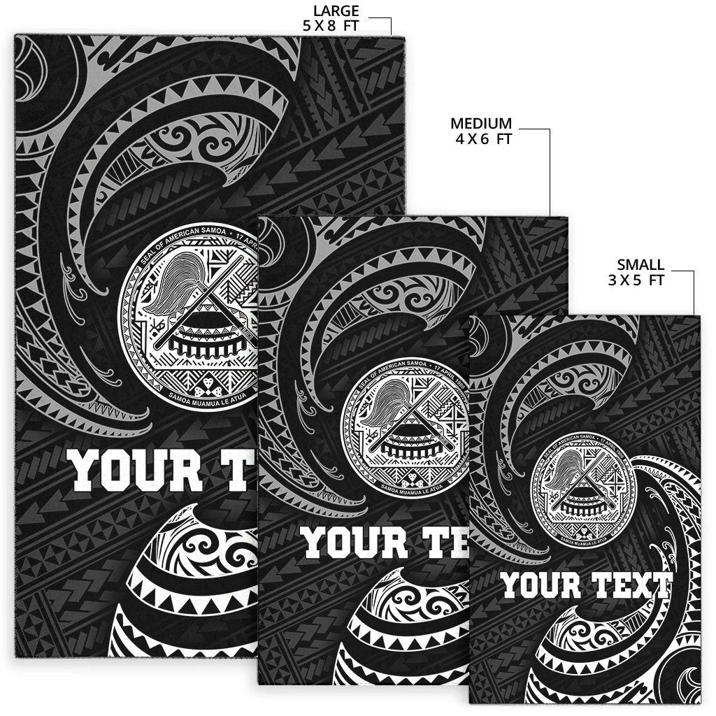 American Samoa Polynesian Custom Personalised Area Rug - White Tribal Wave - Polynesian Pride