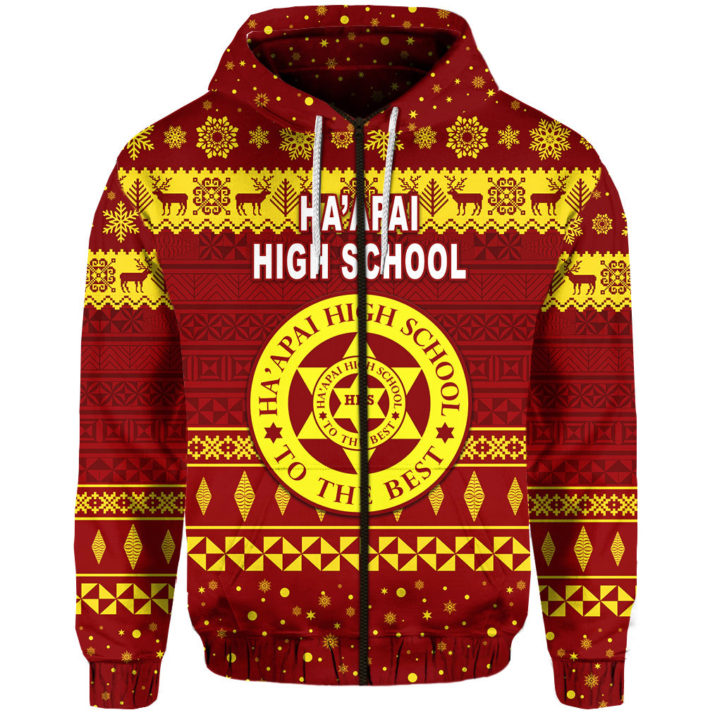 Custom Haapai High School Christmas Zip Hoodie Simple Style LT8 - Polynesian Pride