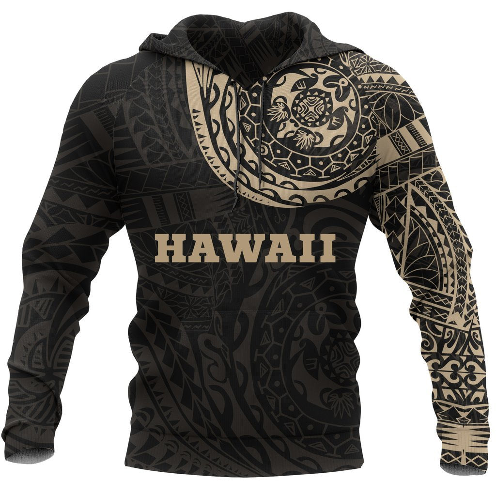 Hawaii All Over Hoodie Hawaii Polynesian Tattoo Style Unisex Black - Polynesian Pride