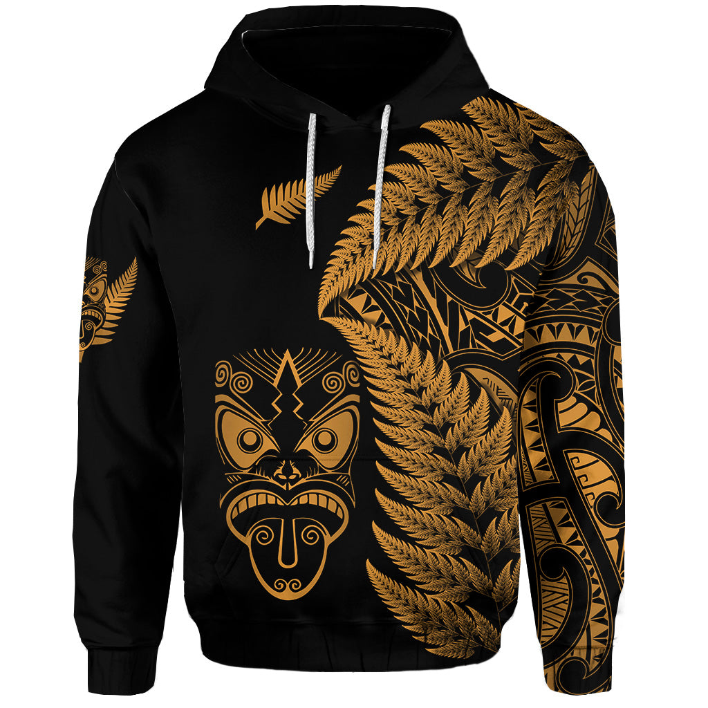 Custom New Zealand Haka Rugby Maori Hoodie Silver Fern Vibes Gold LT8 - Polynesian Pride