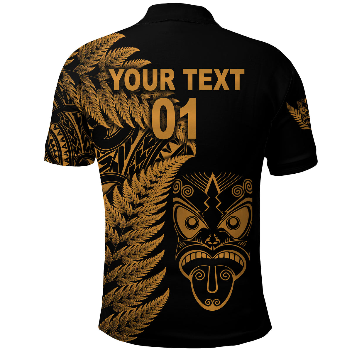 Custom New Zealand Haka Rugby Maori Polo Shirt Silver Fern Vibes Gold LT8 - Polynesian Pride