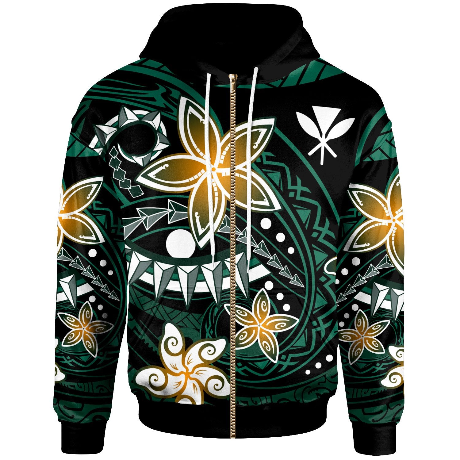 Hawaii Zip Hoodie Spring Style Black Color Unisex Black - Polynesian Pride