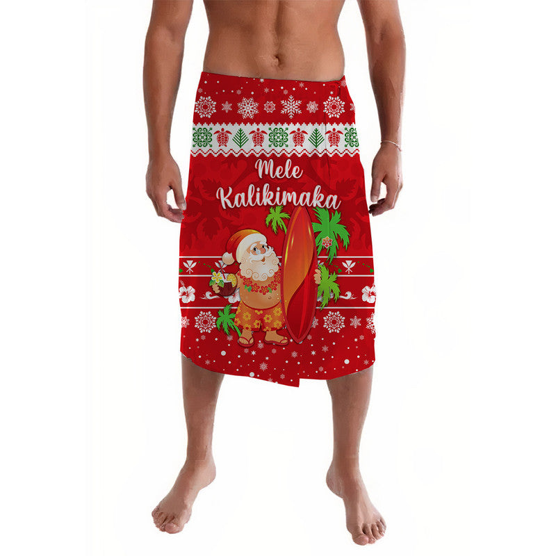 Hawaii Christmas Lavalava Santa Claus Surfing Simple Style Red LT8 Red - Polynesian Pride