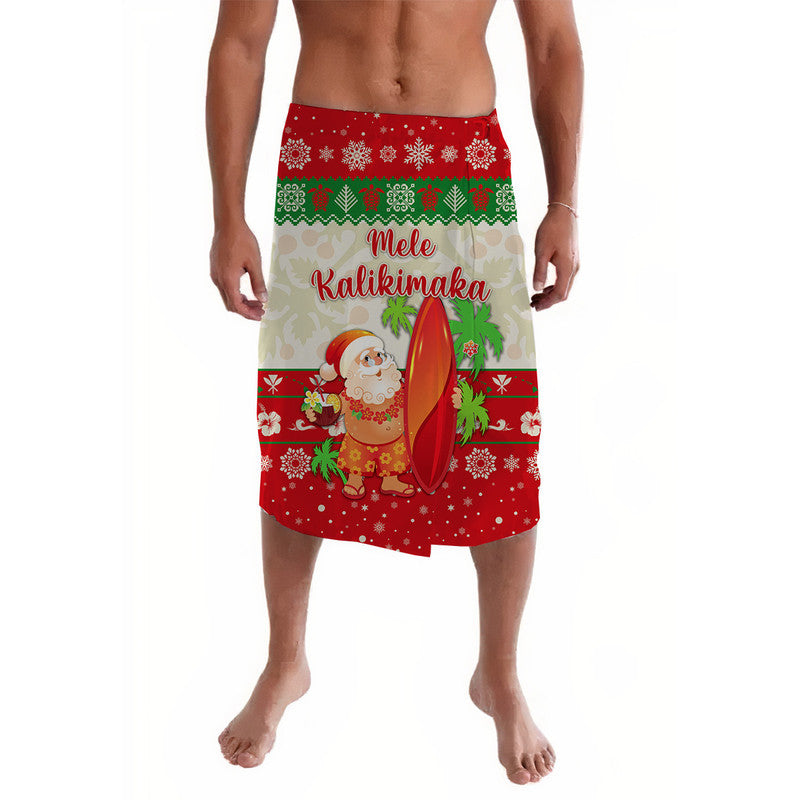 Hawaii Christmas Lavalava Santa Claus Surfing Simple Style Beige Red LT8 Red - Polynesian Pride