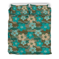 Hawaii Duvet Cover Set - Hibiscus With Camo Style - Polynesian Pride