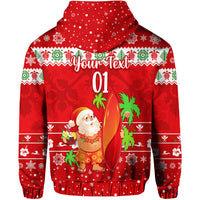 Custom Hawaii Christmas Hoodie Santa Claus Surfing Simple Style Red LT8 - Polynesian Pride