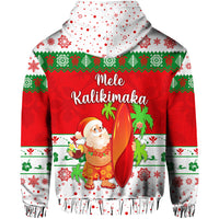 Hawaii Christmas Hoodie Santa Claus Surfing Simple Style White LT8 - Polynesian Pride