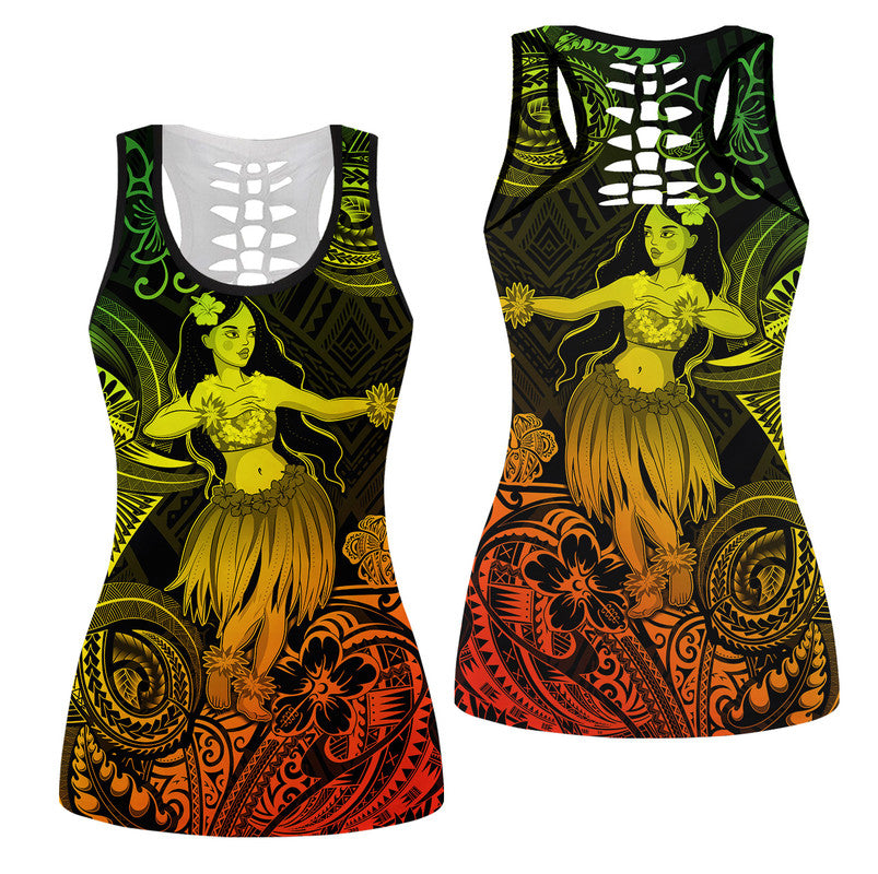 Hawaii Hula Girl Polynesian Hollow Tank Top Unique Style - Reggae LT8 Female Reggae - Polynesian Pride