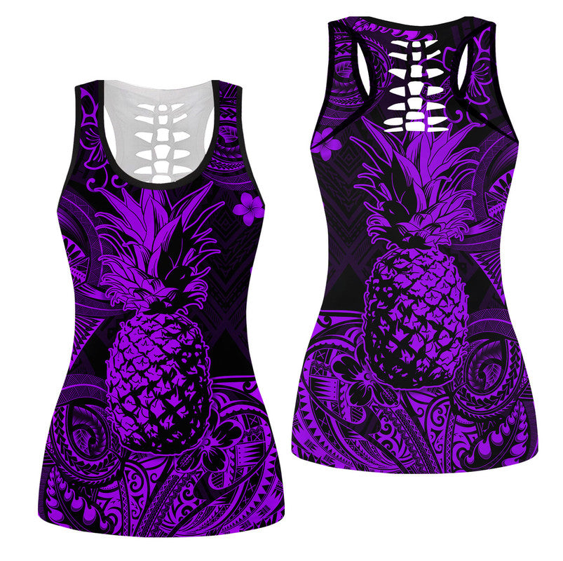 Hawaii Pineapple Polynesian Hollow Tank Top Unique Style - Purple LT8 Female Purple - Polynesian Pride