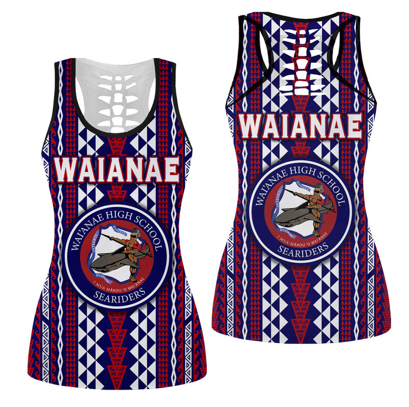 Hawaii Waianae High School Hollow Tank Top Seariders Simple Style LT8 Female Blue - Polynesian Pride