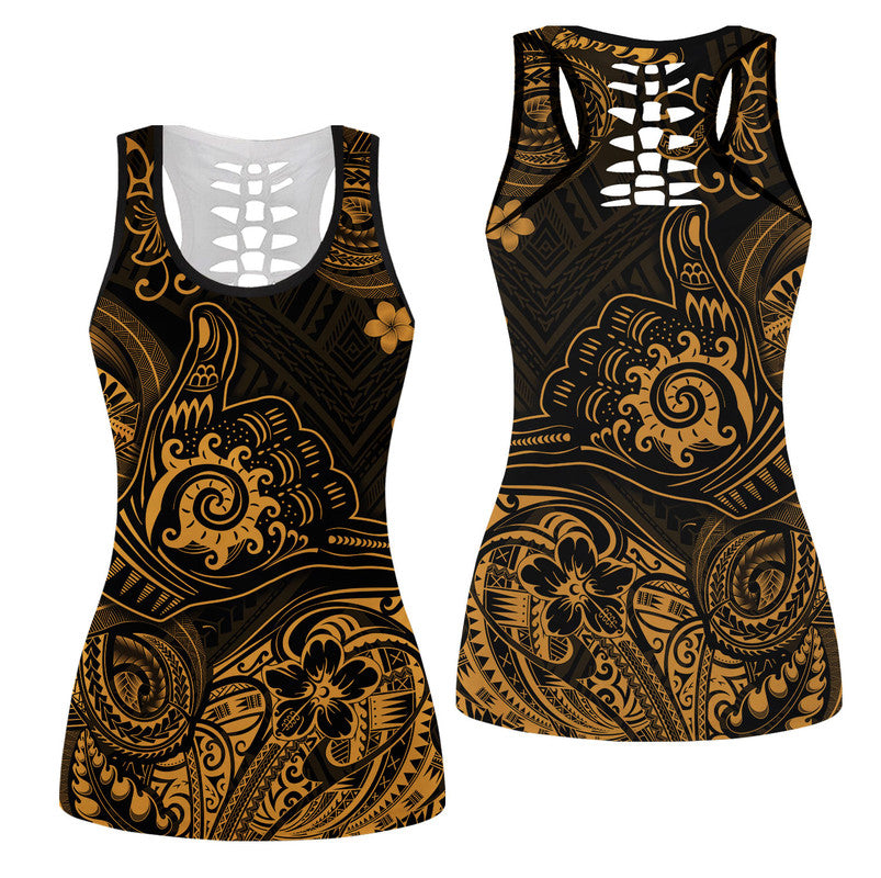 Hawaii Shaka Polynesian Hollow Tank Top Unique Style - Gold LT8 Female Gold - Polynesian Pride