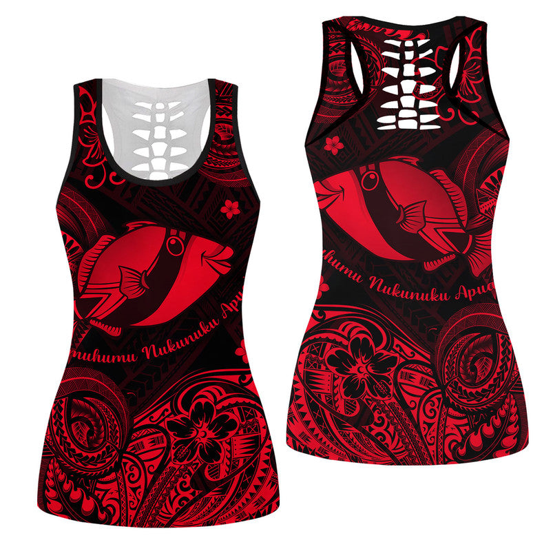 Hawaii State Fish: Humuhumu Nukunuku Apua'a Polynesian Hollow Tank Top Unique Style - Red LT8 Female Red - Polynesian Pride